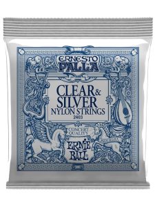 سیم گیتار کلاسیک ارنی بال مدل: Ernie Ball Ernesto Palla Clear & Silver Nylon Classical Guitar Strings