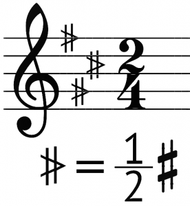 علامت سری در موسیقی ایرانی که نصف دیز می باشد و به معنای سه چهارم پرده می باشد.